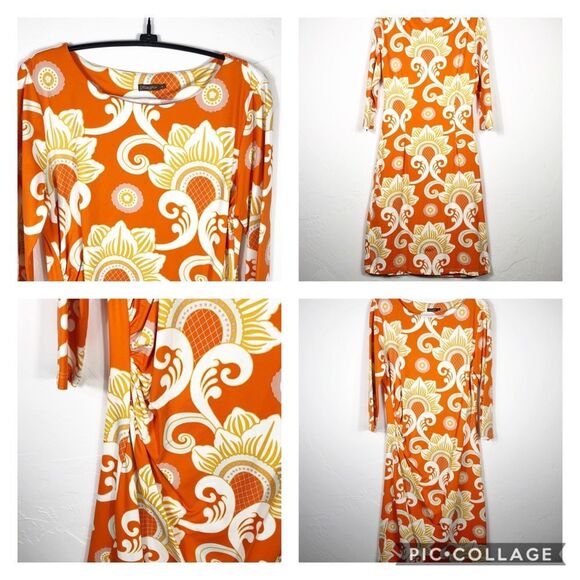 J. McLaughlin | “Sage” Dress | Stretchy | Orange | 3/4 length sleeves | … - Picture 6 of 8